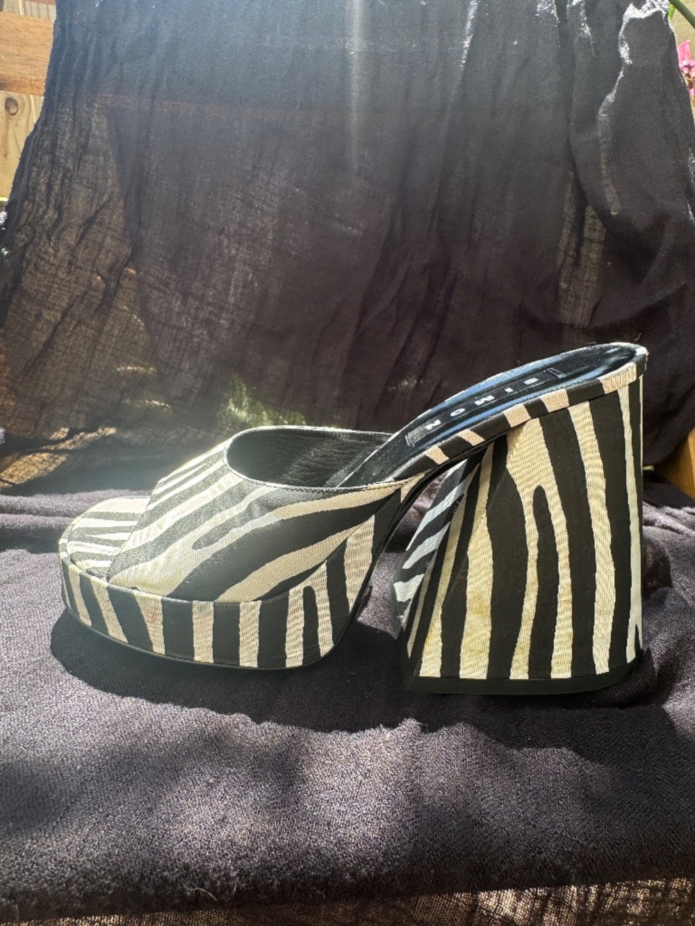 Simon Miller - chunky Zebra Platform Mule Slide - Sculpted block heel - Size 37 - Picture 7 of 12